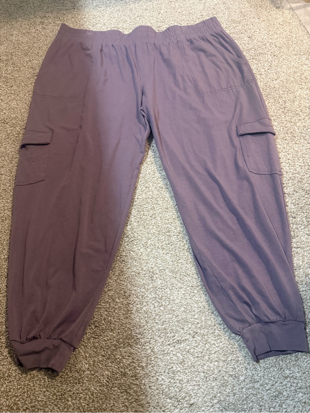 Any body cozy knit  Purple Cargo Pocket Joggers buttery fabric size XL sold out